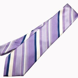 Michael Kors Purple Striped 100% Silk Tie‎ OS Office Corporate Suit Formal